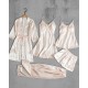 Pijama sexy satin 5 piese Crem -pjm374 Lichidare de stoc