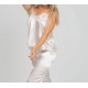 Pijama sexy satin 5 piese Crem -pjm374 Lichidare de stoc