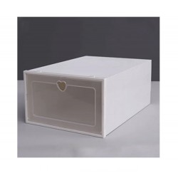 SET: 4 X Cutie de Depozitare din Plastic Alba cu Fereastra pentru Pantofi 31x21.5x12cm