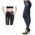 SET: Pantalon imitatie vizuala piele cu buzunare - Negru + Colant colorat, imitatie vizuala piele fara buzunare  