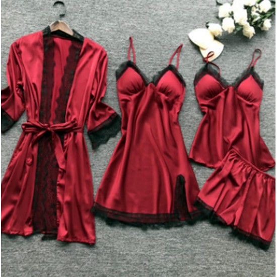 SET: Compleu Pijama Dama, 4 piese - PJM002R Lichidare de stoc
