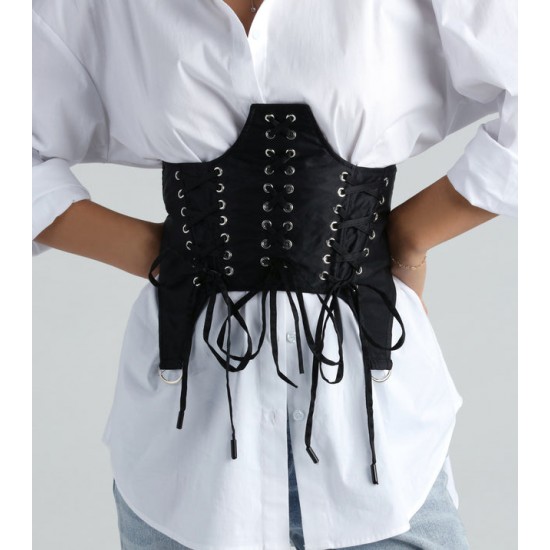 Centura Corset din Material Textil cu Sireturi -crs123 CORSETE/CENTURI