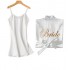 Set Halat si Camasa de Noapte Sexy din Satin pentru Mirese- hl123
