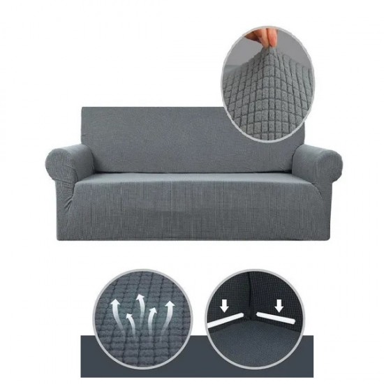 Husa creponata pentru canapea 2 locuri - GRI CAMERA/LIVING ROOM