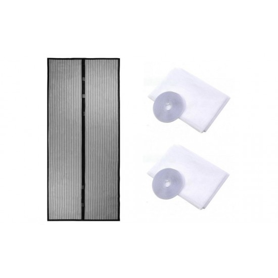 SET: Plasa cu inchidere magnetica pentru usa + 2 x Plasa anti insecte, pentru fereastra BUCATARIE
