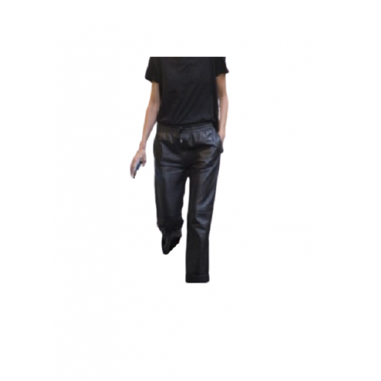 Pantalon imitatie piele -  vatuiti , cu buzunare