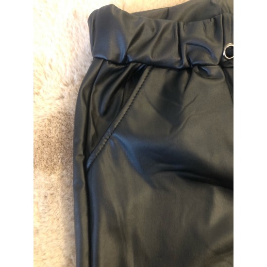 Pantalon imitatie piele -  vatuiti , cu buzunare