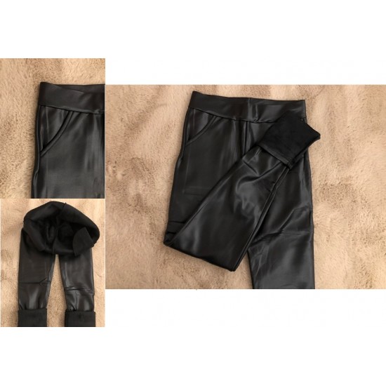 Colanti imblaniti imitatie piele, cu buzunare S606 Lichidare de stoc