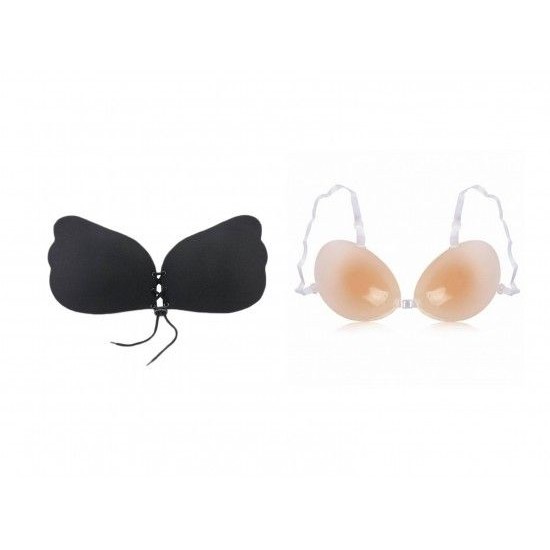 SET: Sutien push-up cu snur + Sutien invizibil din silicon si efect de push up - cu bretele