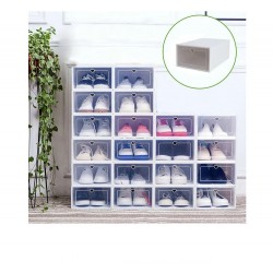 SET: 4 X Cutie de Depozitare din Plastic Alba cu Fereastra pentru Pantofi 31x21.5x12cm