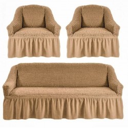 Set huse canapea 3 locuri si 2 fotolii bej- sethcnp002